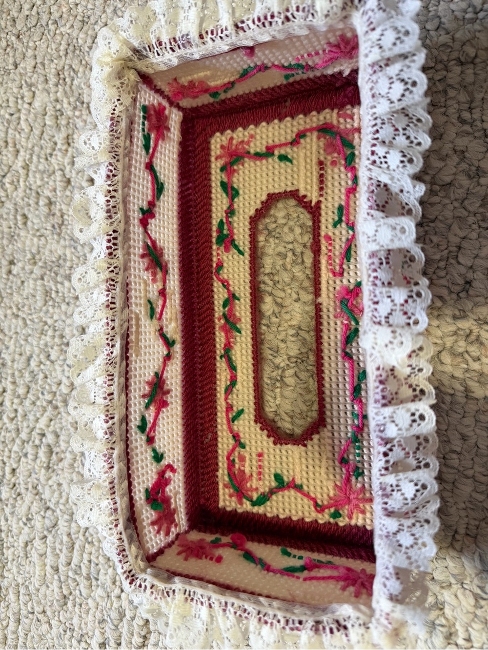 Vintage handmade tissue box cover